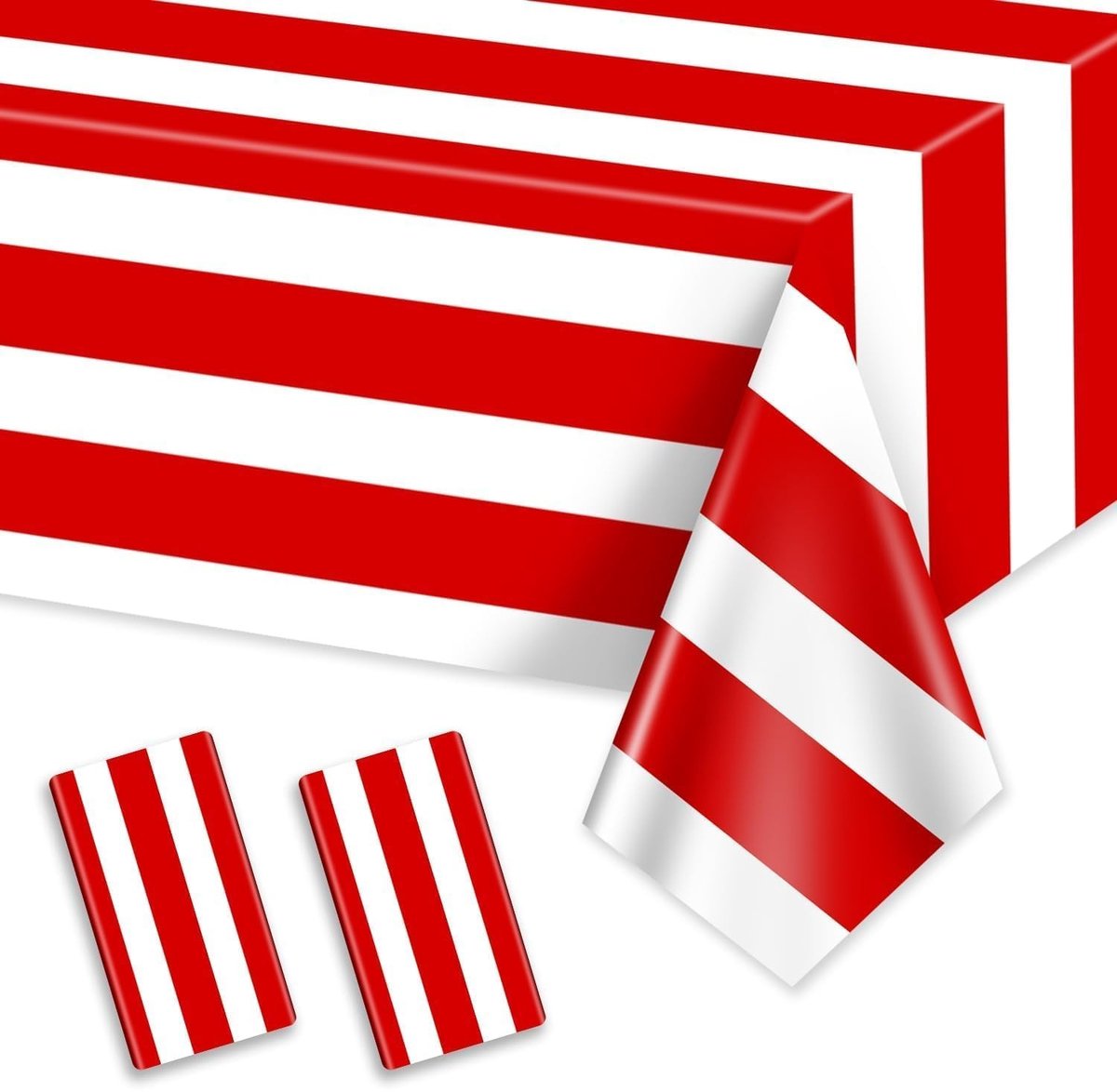 Solidchoice - Set van 2 Wegwerp Tafelkleedjes met Rood-Witte Strepen