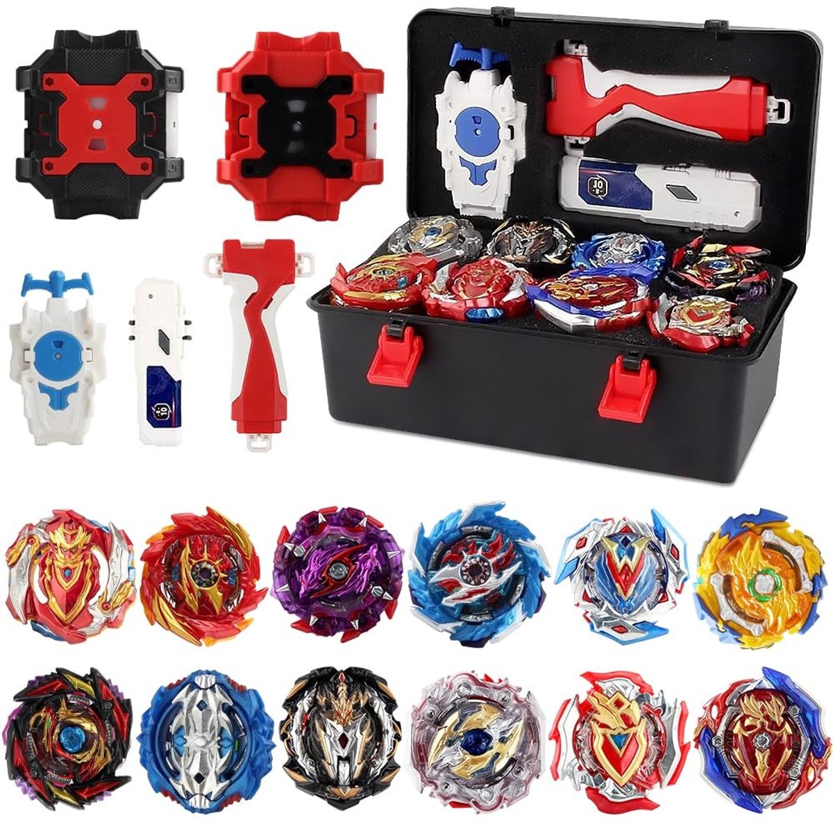 Solidchoice - Set van 12 Battle Spinners met 3 Launchers