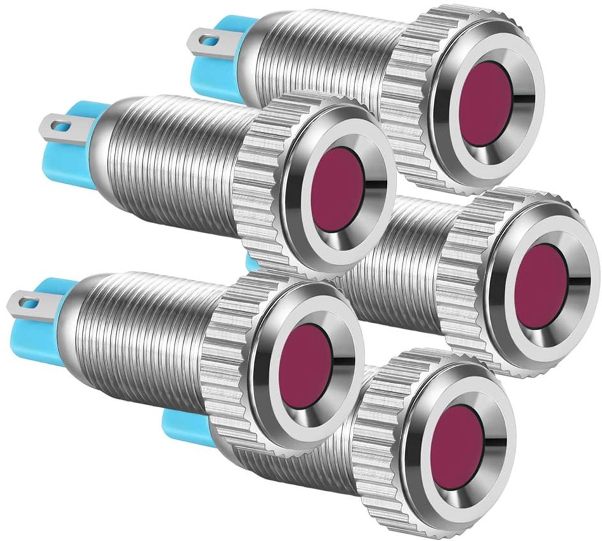 Solidchoice - Set van 5 Waterdichte LED Indicator Lampen met Metalen Behuizing