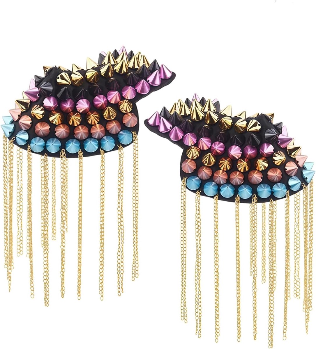 Punk-schoudertassen met kwastjes - afneembare gouden ketting - voor dames en heren - perfect als kostuumaccessoire - ShopVlot