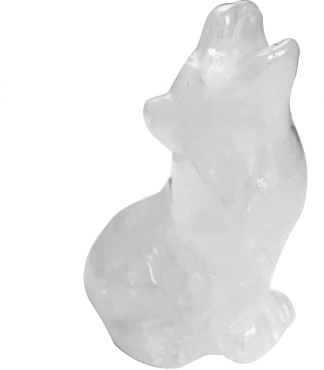 Solidchoice - Handgekerfde Witte Wolf Crystal Beeldje voor Decoratie