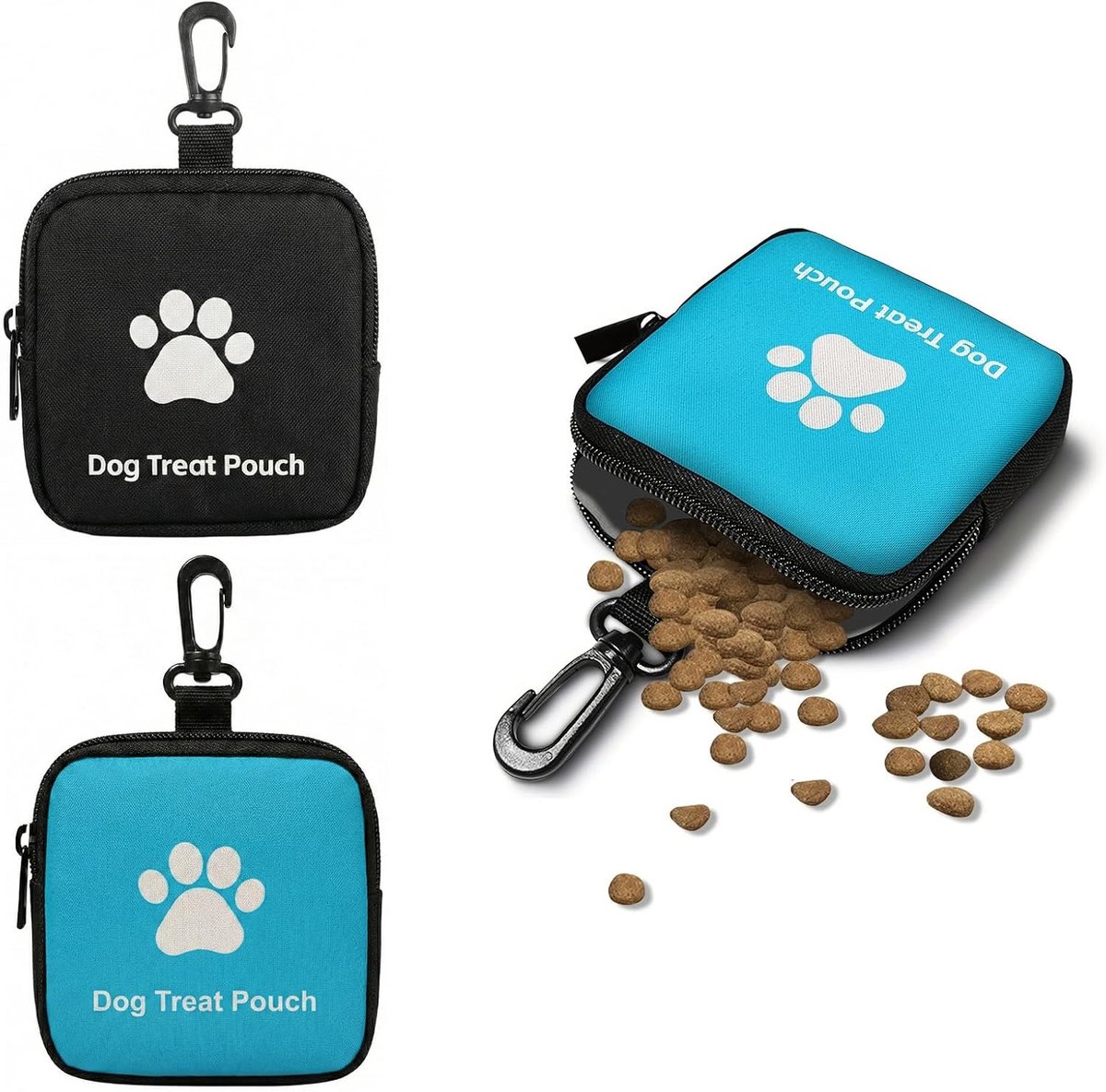 Hondensnoepjes tas voor honden - 2 stuks - zwart/blauw - waterdicht en duurzaam - ideaal voor training - ShopVlot