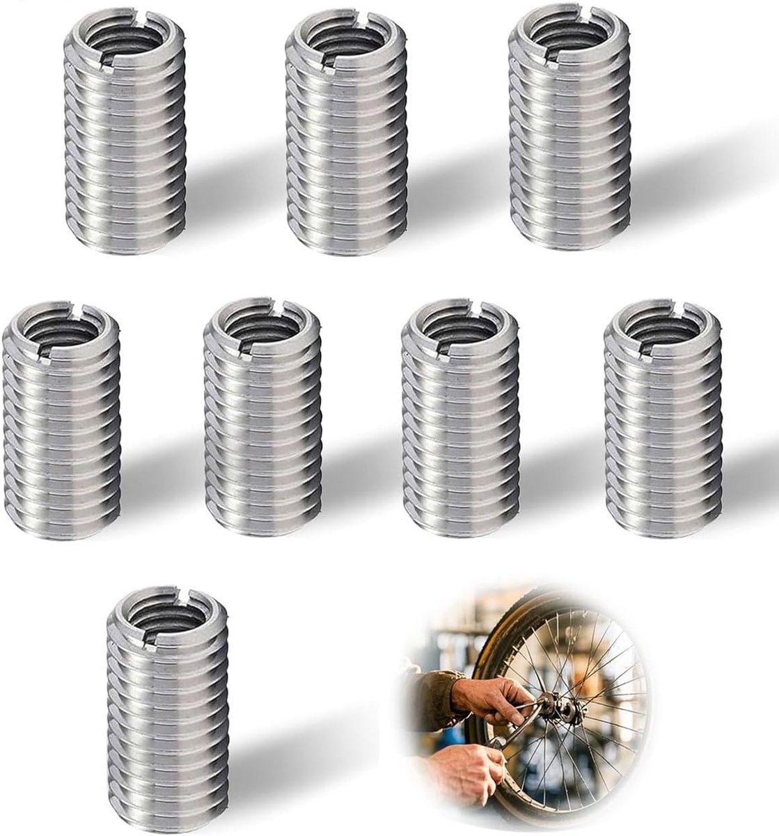 Set van 8 schroefdraadinzetstukken M12 naar M10 - roestvrij staal - schroefdraadadapter - ideaal voor reductie - ShopVlot