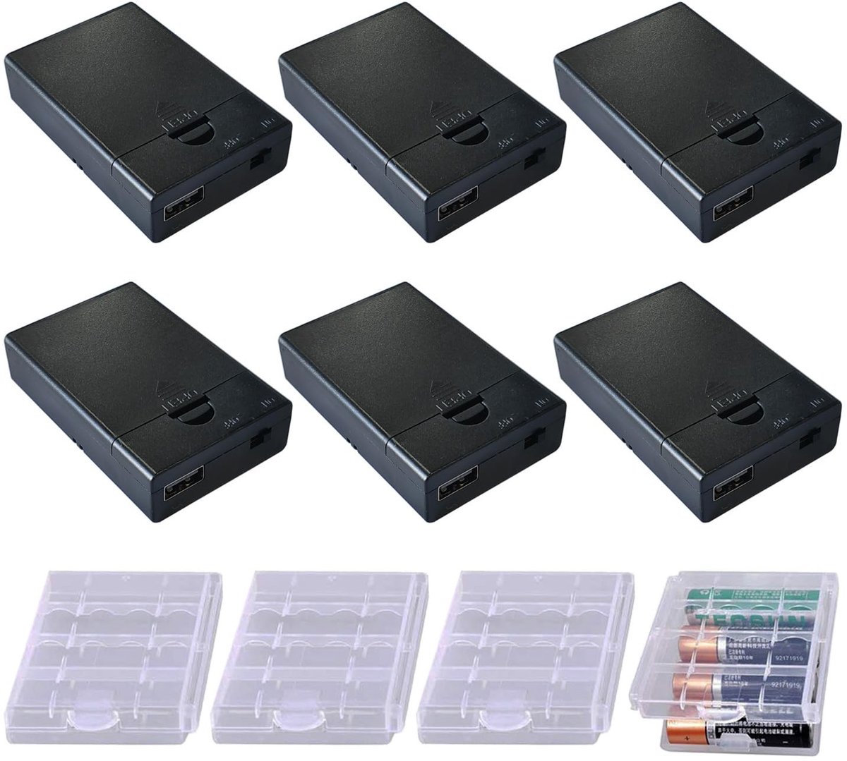 Solidchoice - USB Batterijhouder voor 3 AA Batterijen met Aan/Uit Schakelaar
