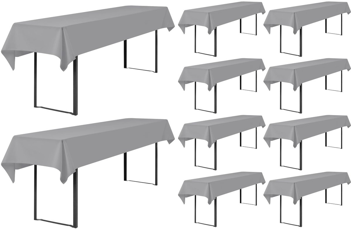 Solidchoice - Set van 10 Polyester Tafelkleed voor Biertafels 250x100 cm
