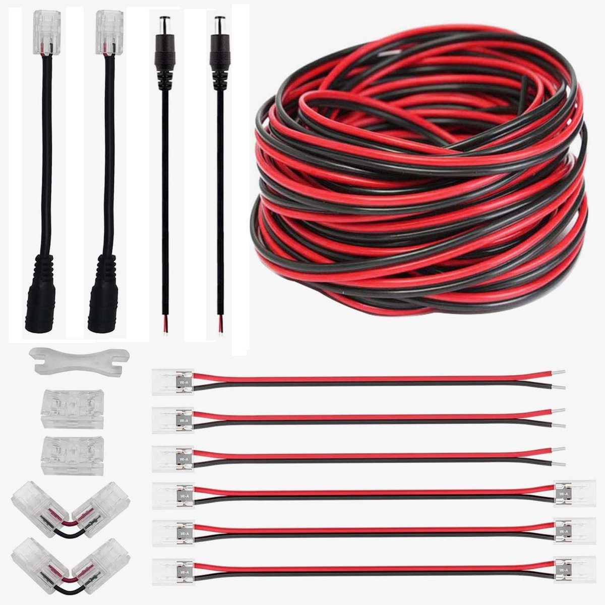 GTIWUNG LED Strip Connector, Pack of 16, 2-Pin, 3528/2835, 8 mm, DC Connection Cable - ShopVlot