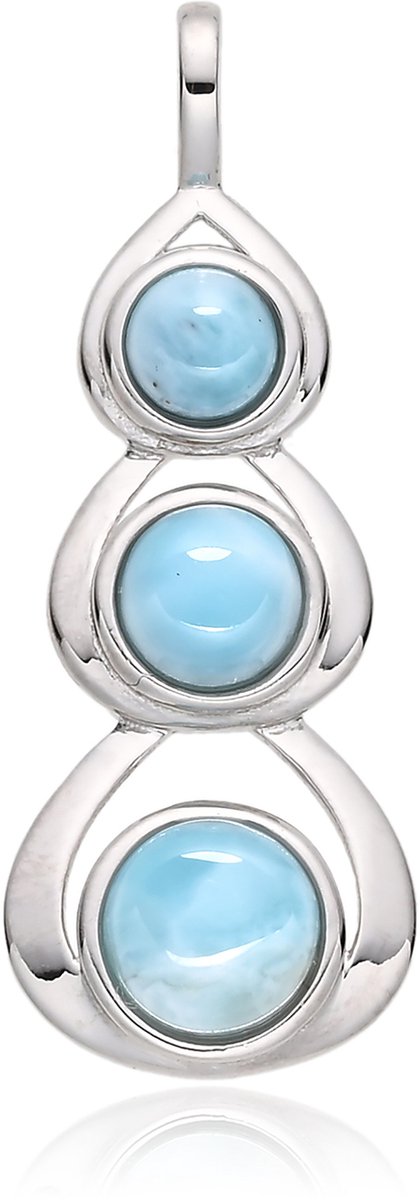 Cavill - Zilveren hanger 925 sterlingzilver met Larimar 2,85 ct - Blauwe Larimar cabochon - Caribische elegante sieraden