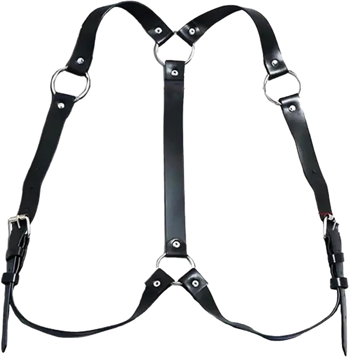 Heren lichaam borstband harnas PU lederen ondersteuning verstelbare schouderriem sexy party cosplay kostuum - ShopVlot