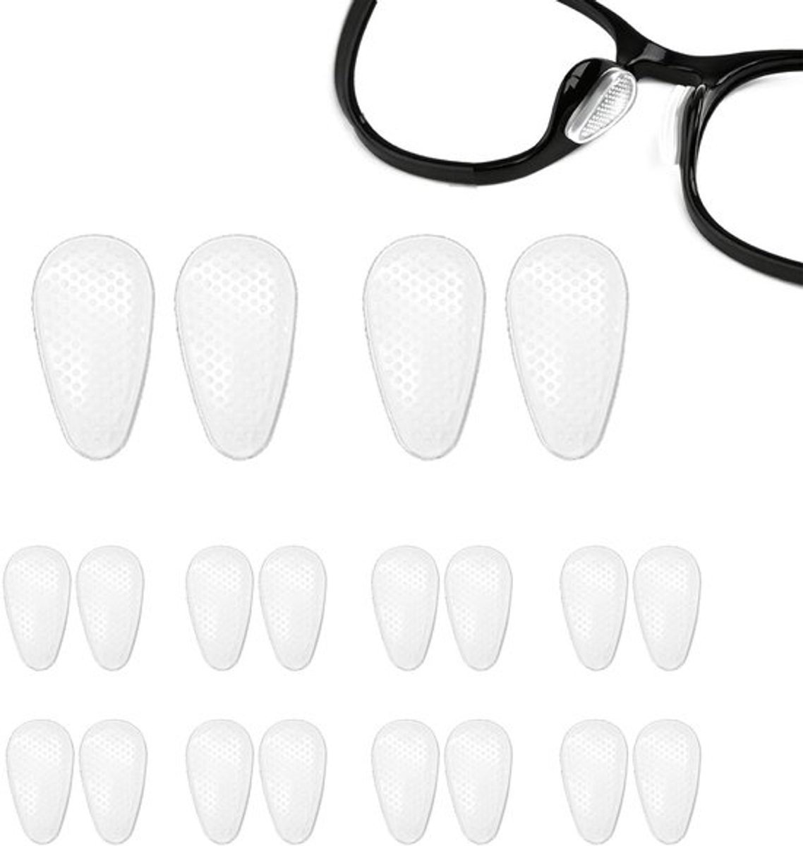 Neuspads Siliconen - Zelfklevend - Antislip - 10 Paar - Transparant - 14 × 7,5 × 3 mm - Brilpads