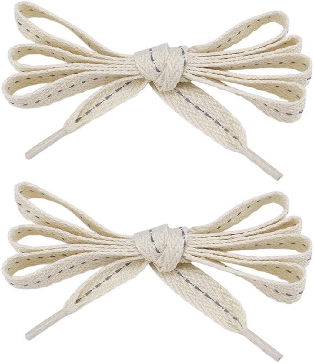 Polyester schoenveters - Dubbellaags platte veters - Creamy white - Vervangende schoenveters - Geschikt voor sneakers - 2 stuks