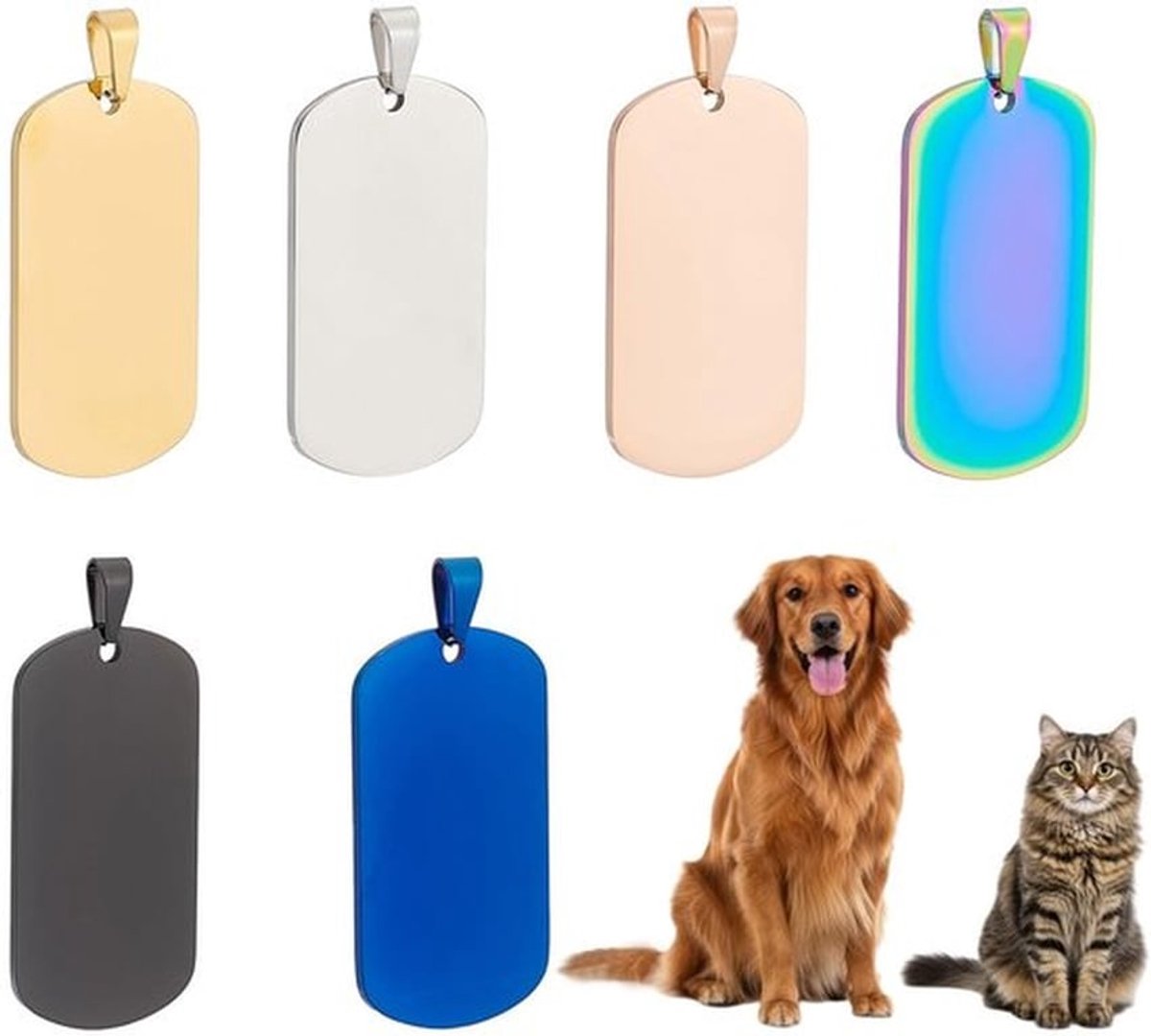 Set van 6 Aluminium Identiteitsplaatjes voor Handwerk en Sleutelhangers