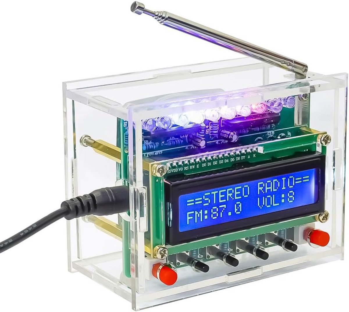 FM Radio Kit DIY - RDA5807 87-108MHz - LCD1602 Display - Leerzaam Solderen - ShopVlot