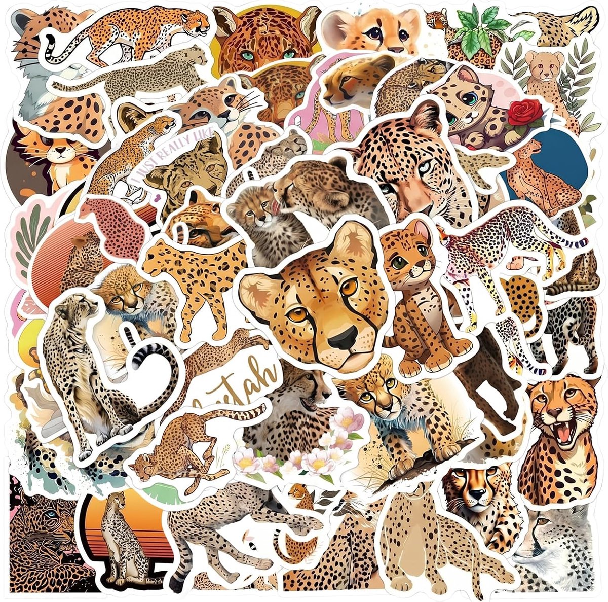 Luipaardstickerset 60 stuks - Vintage - Waterdicht - Perfect voor bullet journal en scrapbook - ShopVlot