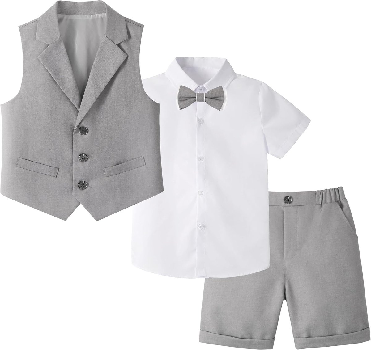 Kinder vestset 4-delig - Grijs - Maat 9-10 jaar - Perfect voor bruiloften en feesten - ShopVlot