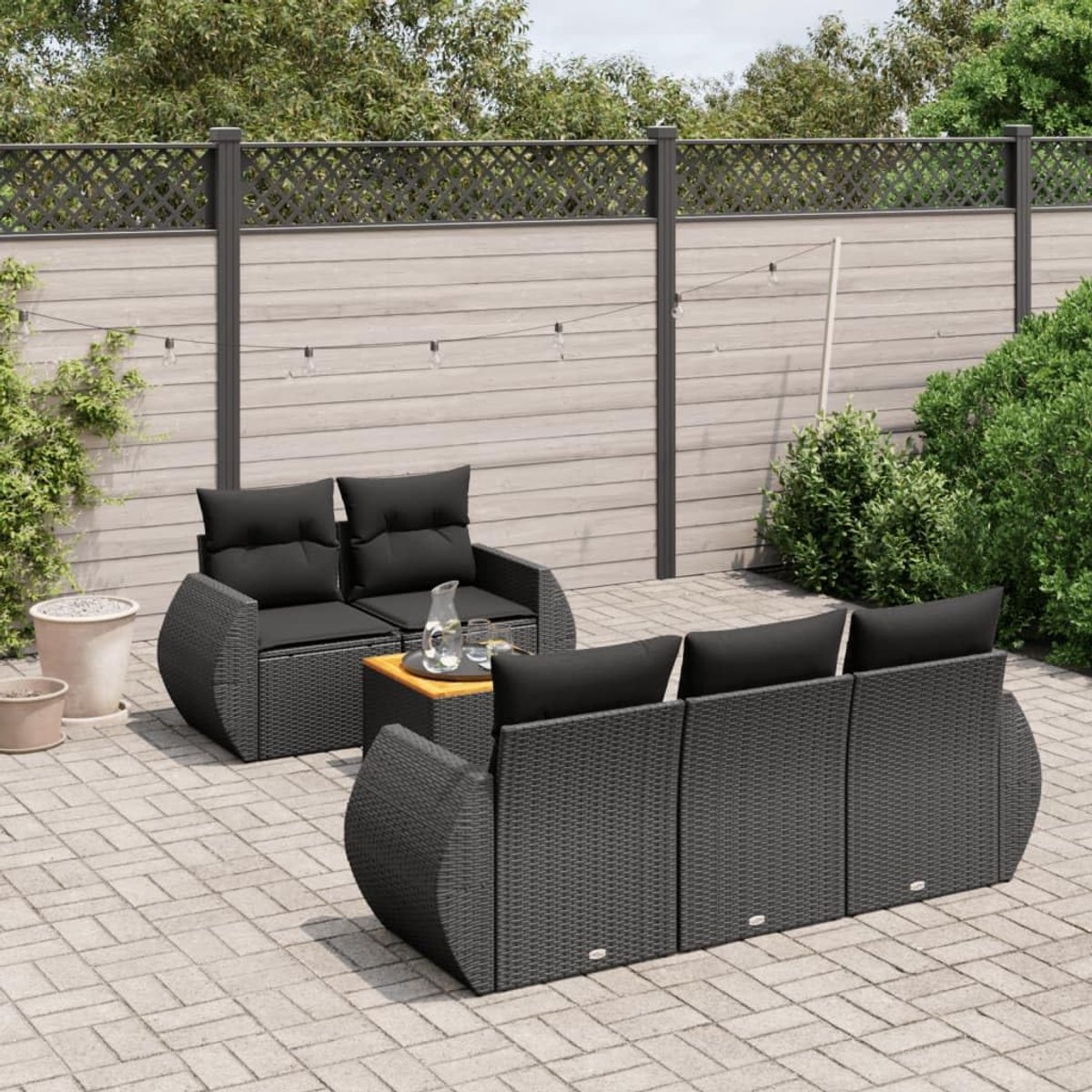 Tuinbankset 6-delig - Beige Polyrotan - Modulair Ontwerp - Comfortabele Kussens - ShopVlot