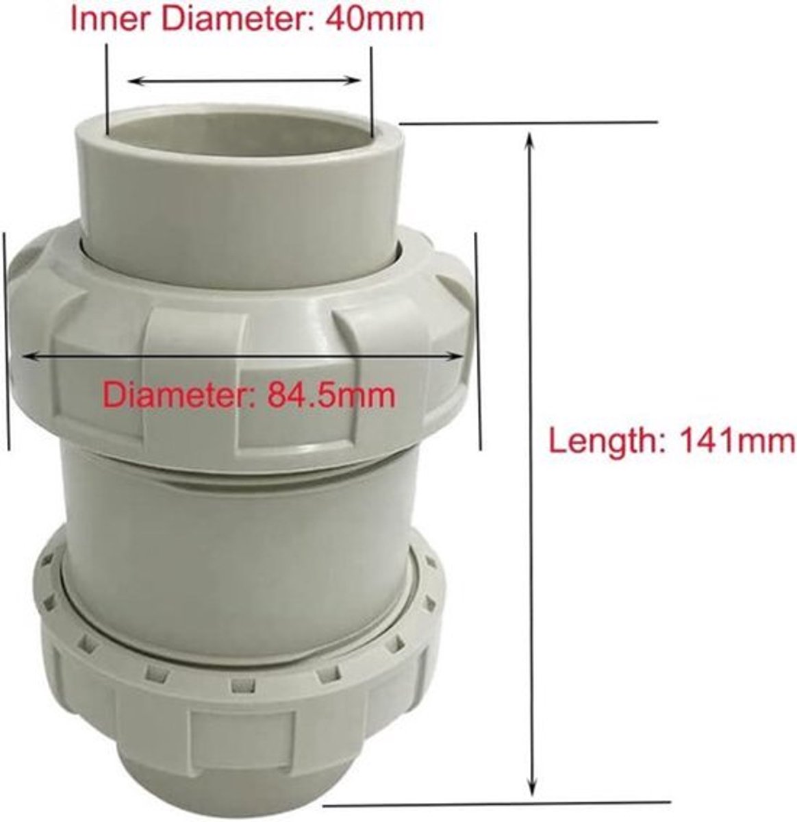 Diameter 40mm Niet Terugslagklep in-Line Grijs Water Blok Lekbeschermingsklep voor Wasmachine en Vaatwasser