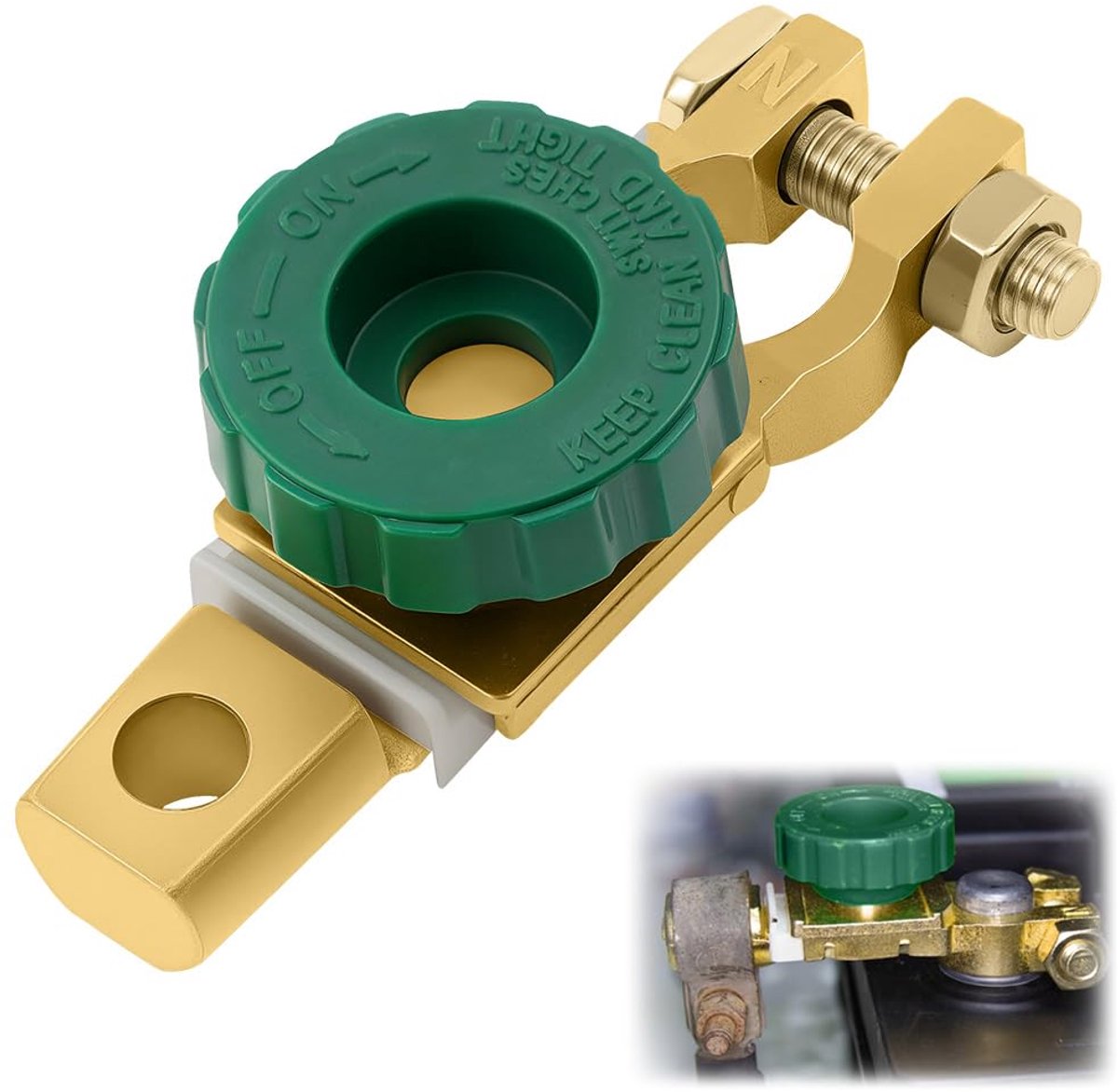 Accukoppelingsschakelaar 12V-24V - waterdicht - puur messing - voorkomt accudief. - ShopVlot