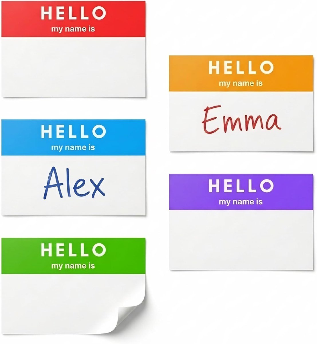 Naamstickers 250 stuks - Zelfklevend - 5 kleuren - Perfect voor evenementen - ShopVlot