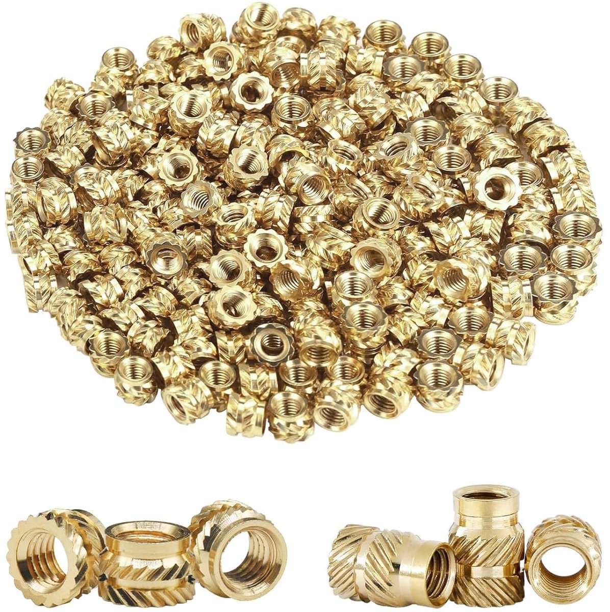 Draadinvoegen set M3 M4 - Messing knurled - Slijtvast en corrosiebestendig - Ideaal voor 3D-printen - ShopVlot