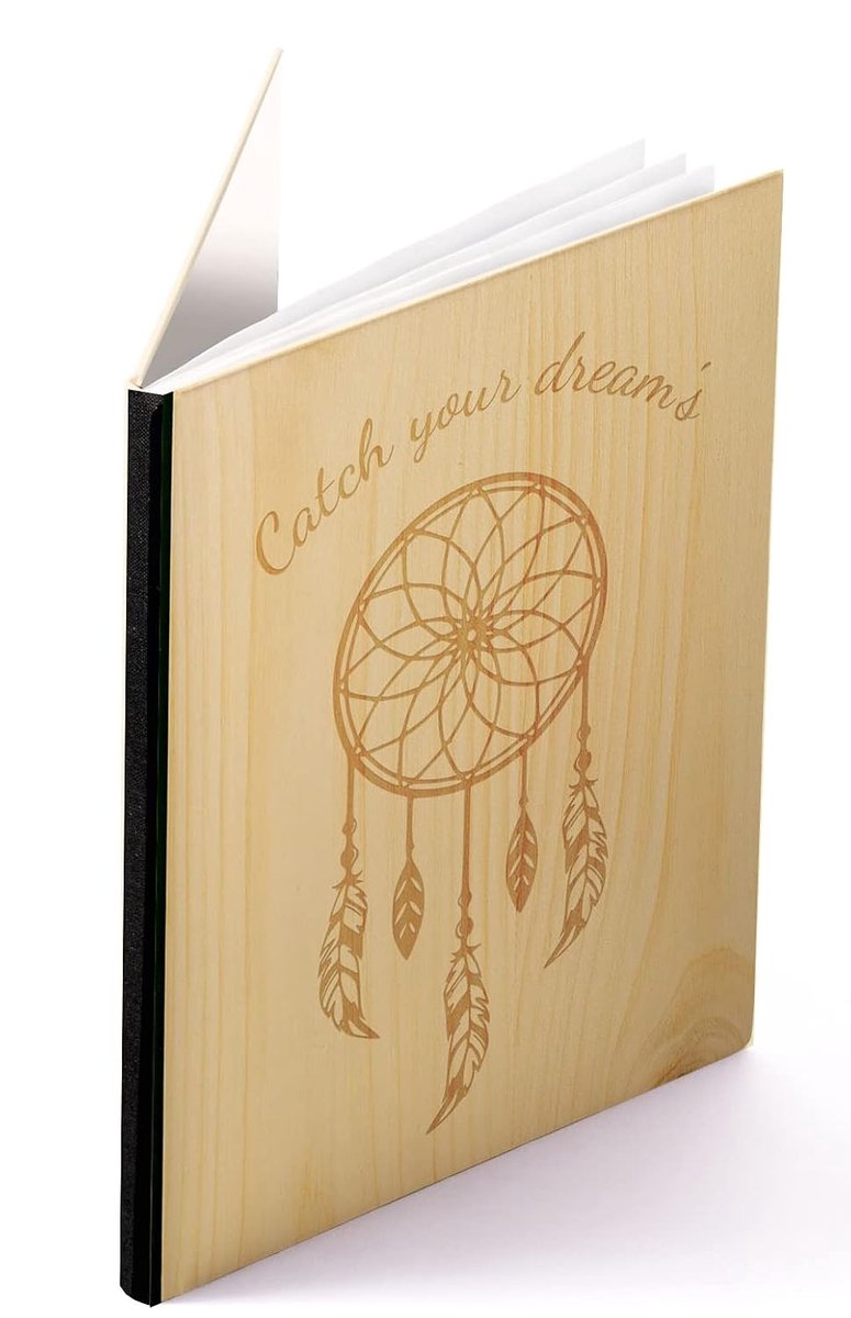 A6 houten notitieboek - gegraveerde dromenvanger - echt houten omslag - perfect voor schrijven - ShopVlot