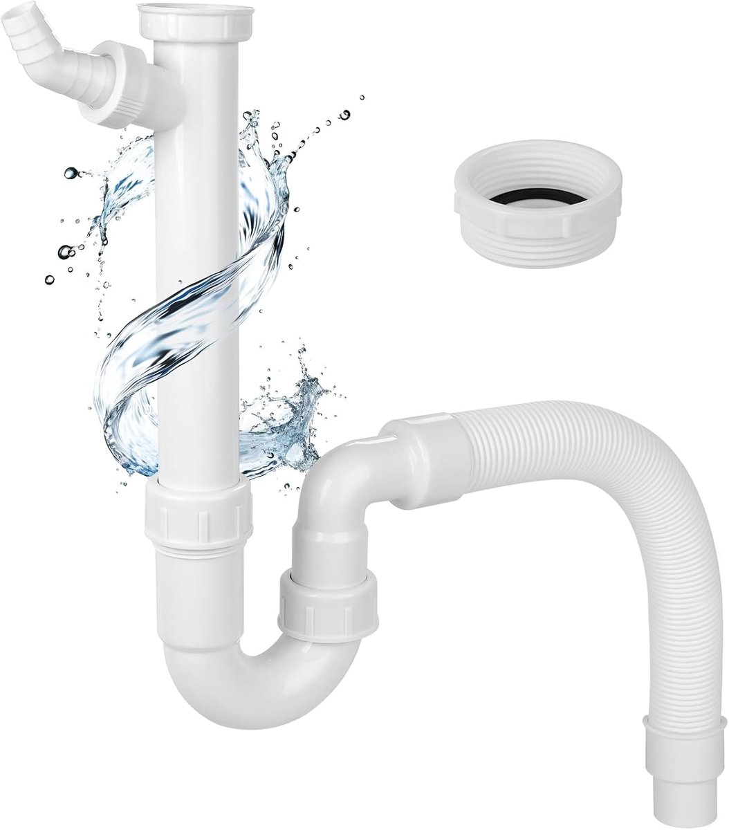 Hibbent Washer Waste for Sink Washing Machines, 1 1/2 inch, Flexible Trap with Device Connection - ShopVlot