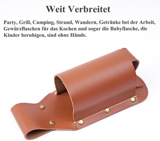 Lederen flessenhouder, riem, bierfleshouder, bierholster, biergeschenken voor mannen, Vaderdag, Kerstmis - ShopVlot — afbeelding 2