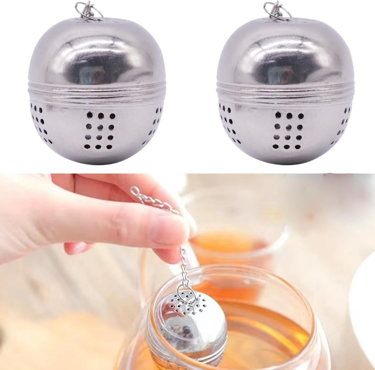 Pack of 2 Tea Strainer for Loose Tea, Stainless Steel Herb Strainer, Herb Filter, Tea Filter, Tea Infuser, Ball Sieve - ShopVlot