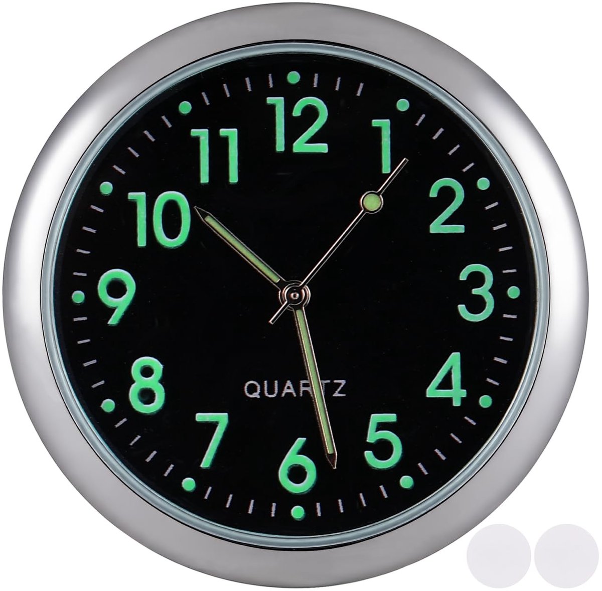 UKCOCO Mini Quartz Watch Luminous Hands Black Vehicle Dashboard Compact Easy to Read - ShopVlot