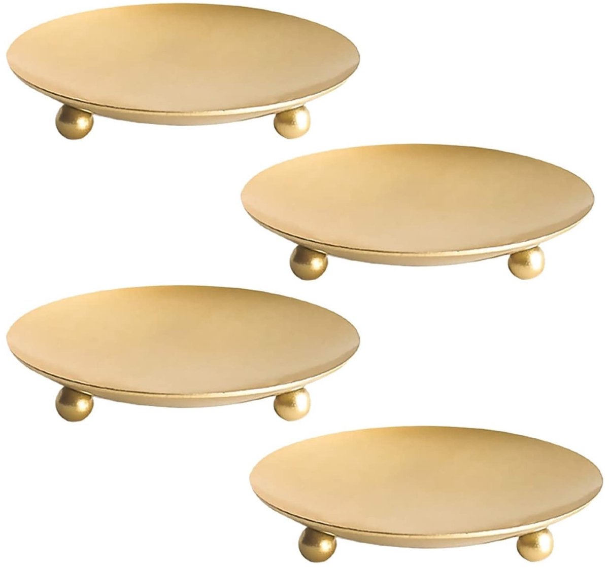 Solidchoice - 4 Stuks Kaarsenhouders voor Stompkaarsen, Goud IJzer, 7 cm