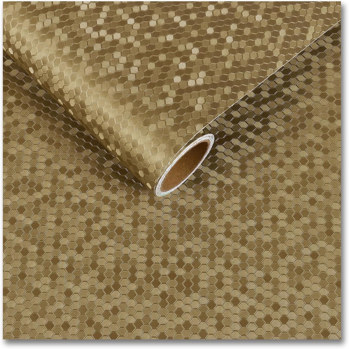 CRE8TIVE Hexagonal Gold Wallpaper Metallic Effect Wallpaper 30cm x 200cm - ShopVlot