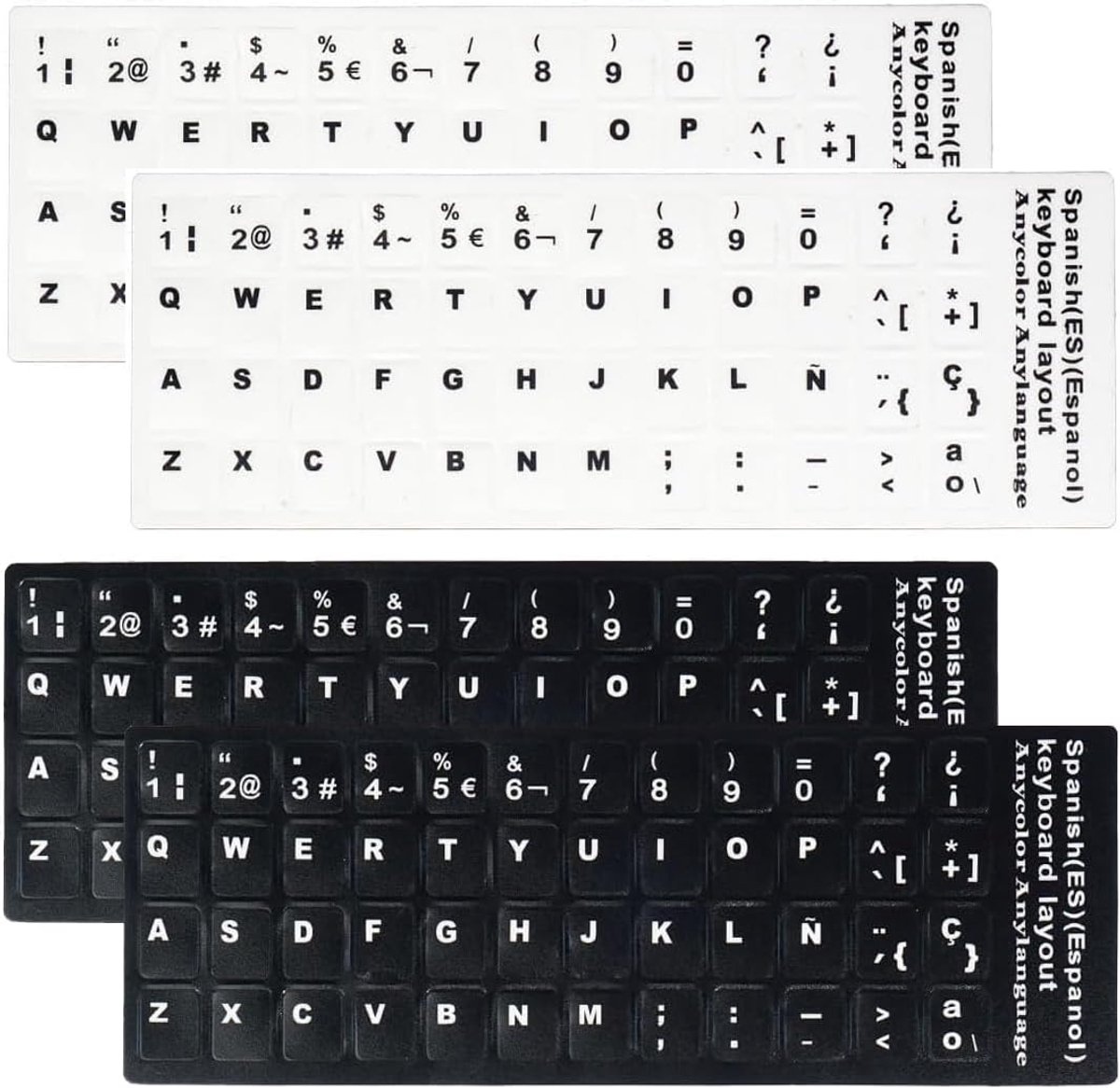 4 Replacement Stickers Spanish Keyboard Opaque for Laptop and Desktop - ShopVlot