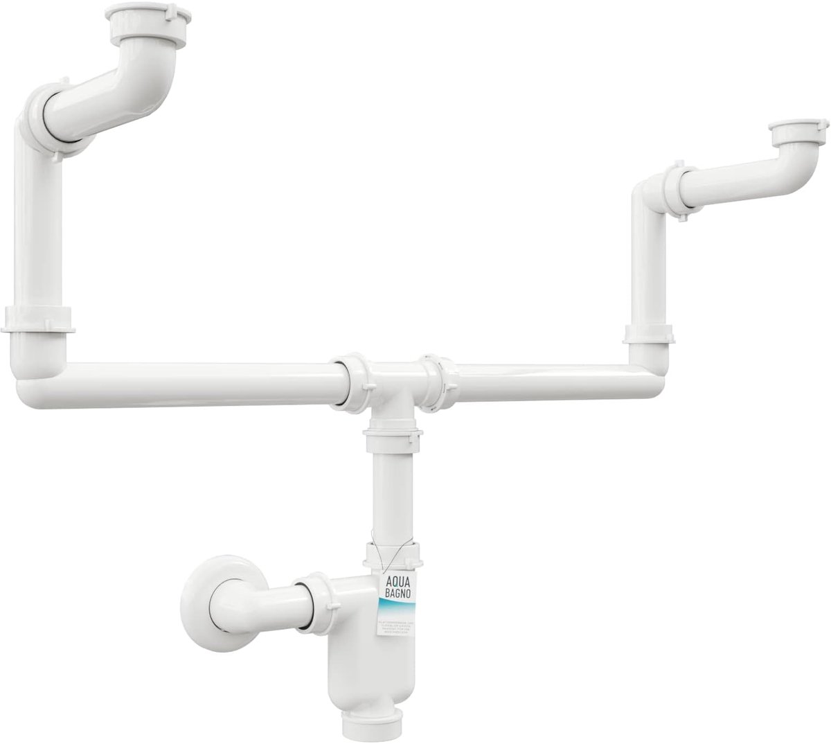 Sifon voor dubbele wastafel - plat design - flexibel instelbaar - ruimtebesparend - ShopVlot
