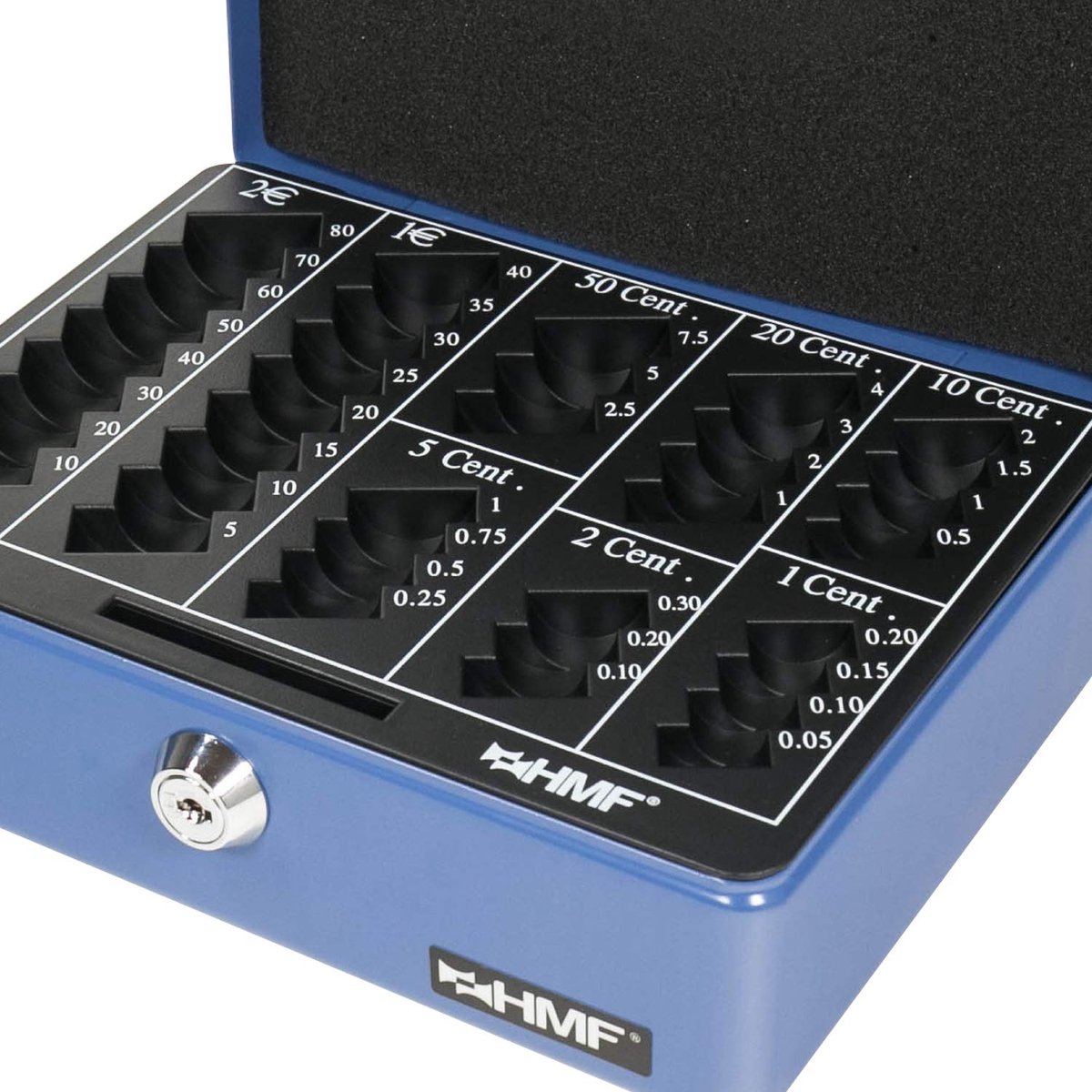 Euro muntbak 20 x 16 x 9 cm - blauw - compact formaat - ideaal voor muntopslag - ShopVlot