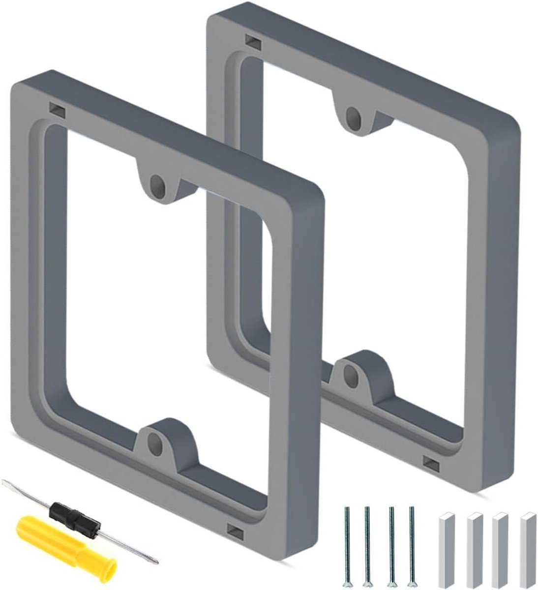 2Pcs 1 Gang Square Spacer Single Socket Spacer Grey 0.39IN/10MM Stackable Square Spacer Frame Back Box Plate for Light - ShopVlot