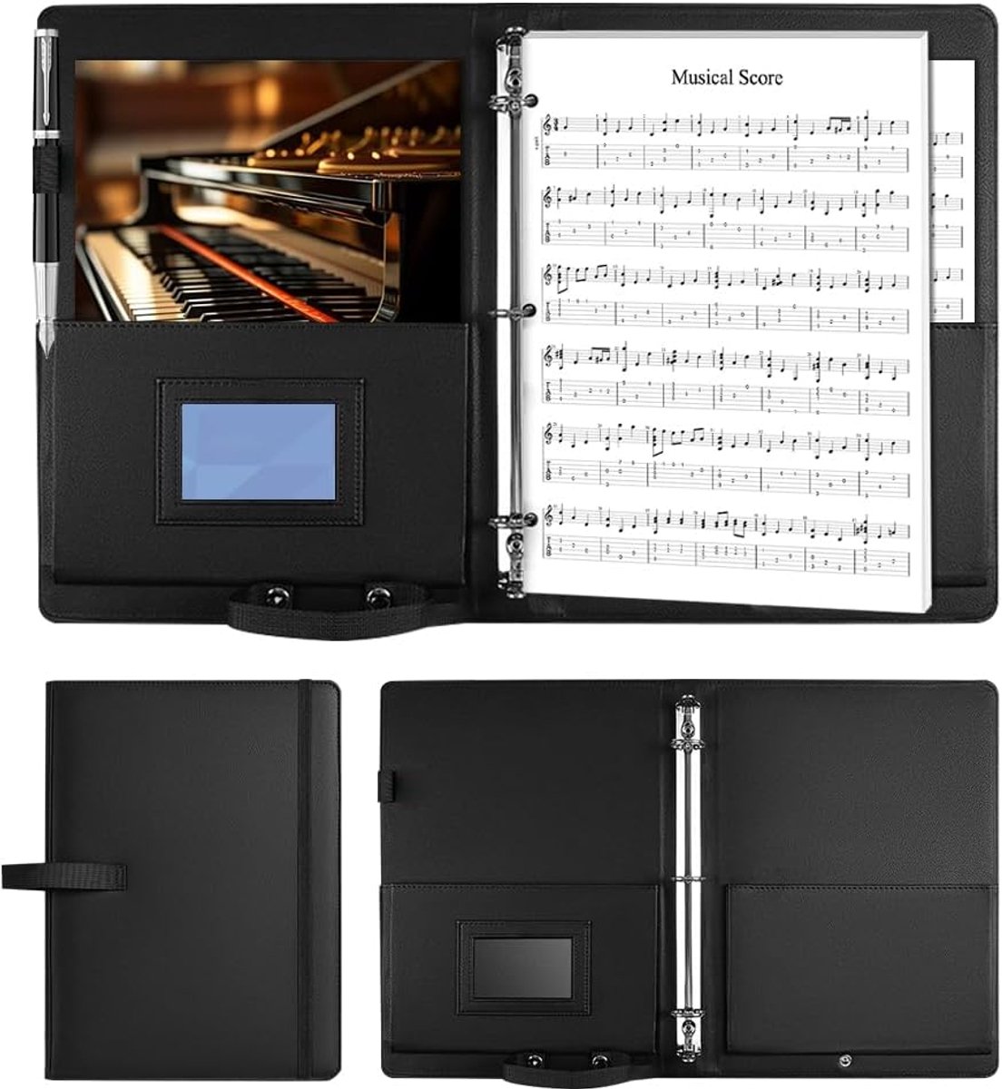 Muziekmap A4 - Dikke faux leren muziekmap - Met handband - Waterdicht en praktisch voor bladmuziek - ShopVlot