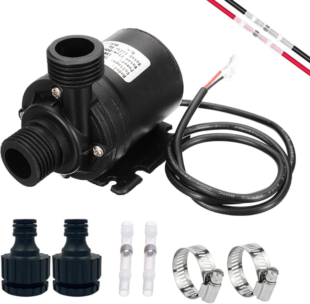 Waterpomp 12 V - Onderdompelbare pomp - 800 L/H, 5 m hoogte - Perfect voor vijver en aquarium - ShopVlot