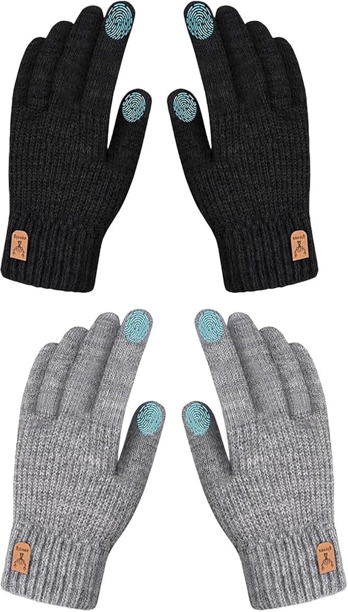 Winterhandschoenen 2 paar - Fleece voering - Touchscreen compatibel - Ideaal voor buitenactiviteiten - ShopVlot