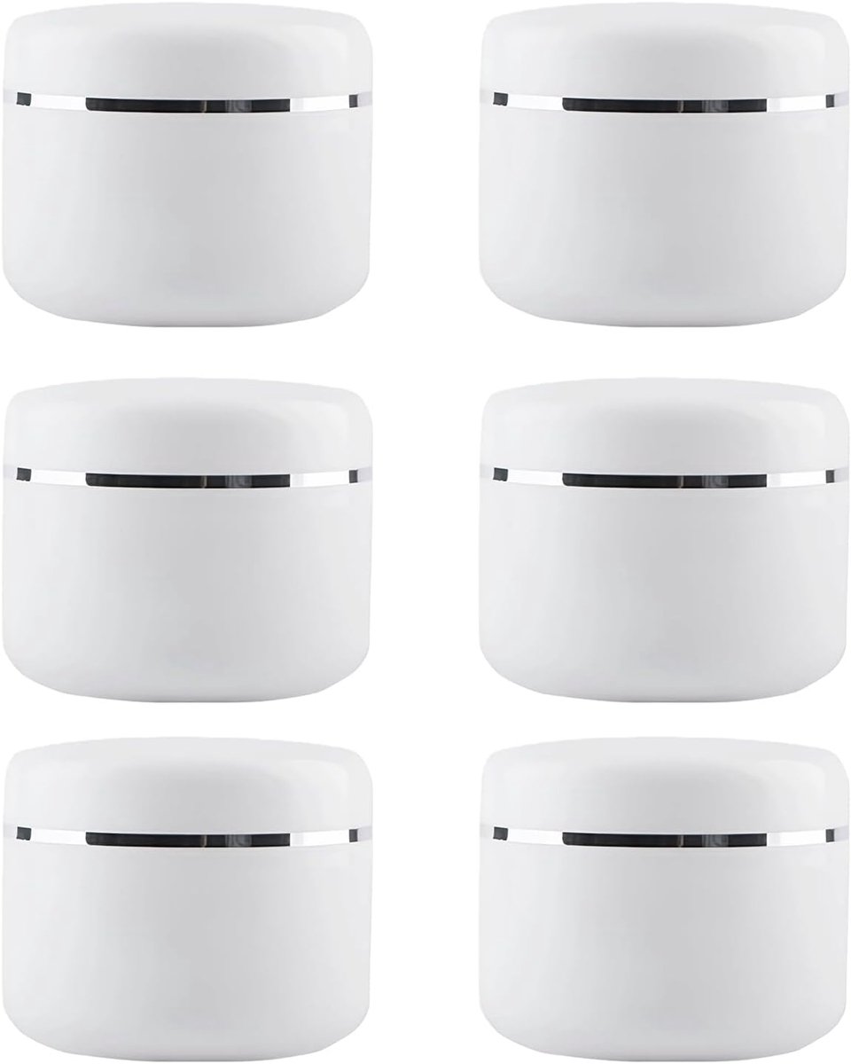 Plastic ronde potjes 100ml - 6-pack wit - met schroefdeksel - ideaal voor cosmetica - ShopVlot