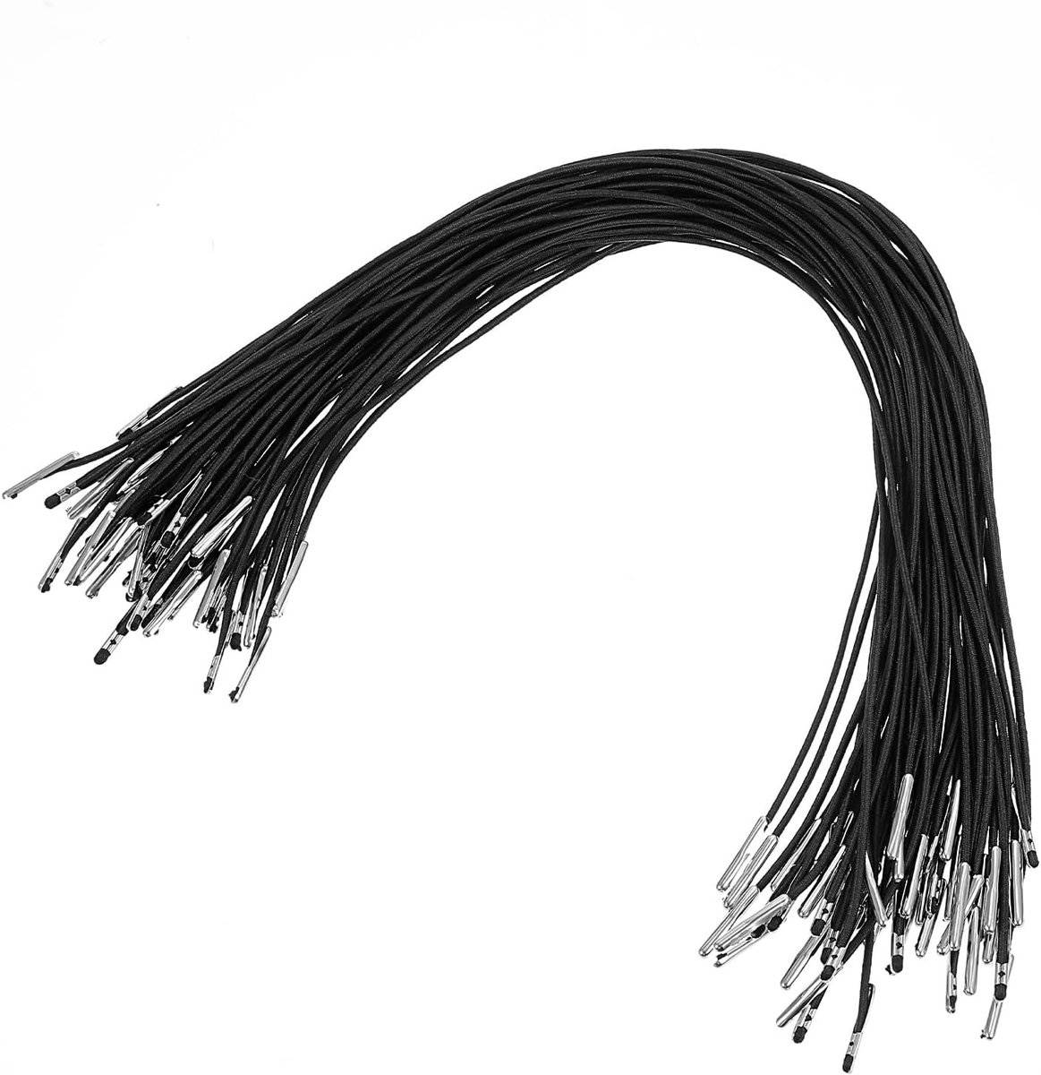 Elastisch touw 29cm - zwart met metalen uiteinden - duurzaam en soepel - ideaal voor masker lanyards - ShopVlot