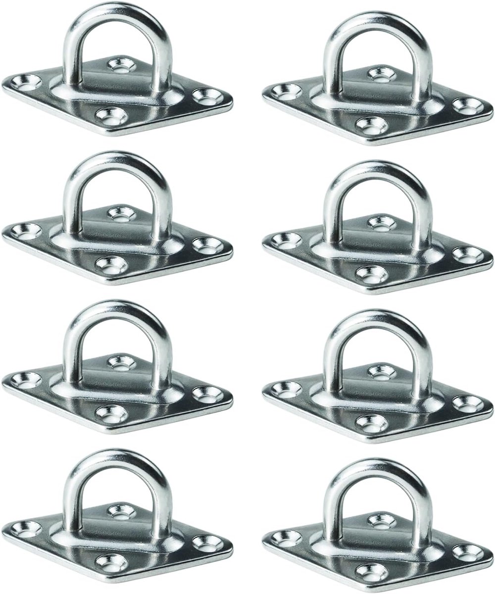 D-ringen lashing set 8 stuks - verzinkt staal - hoge draagkracht tot 50kg - ideaal voor het zekeren van lading - ShopVlot