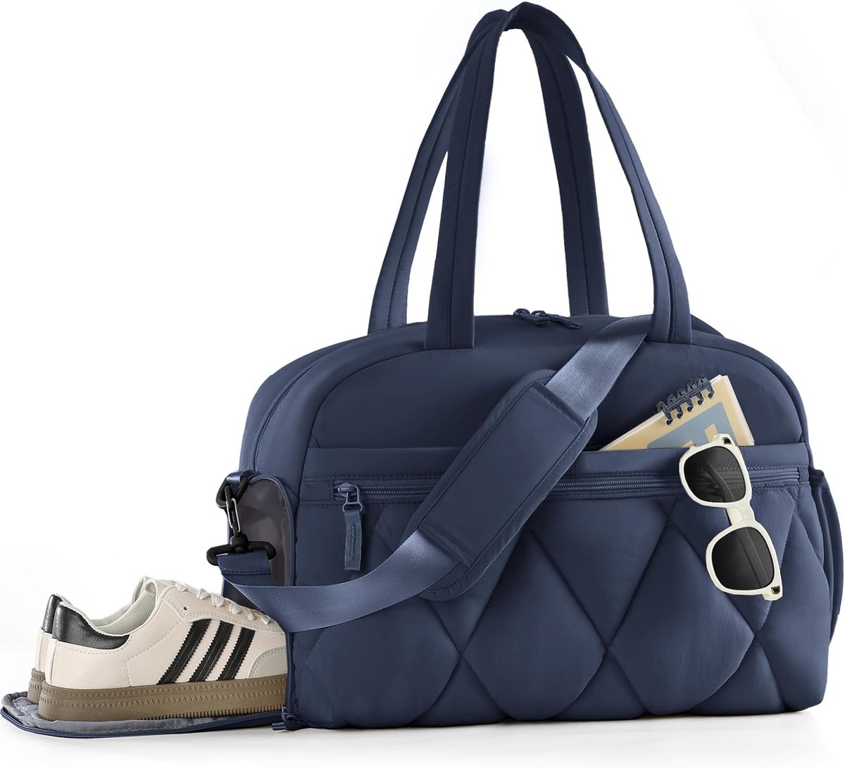 Reistas dames M - lichte puffer sporttas - donkerblauw - ideaal voor weekendje weg - ShopVlot
