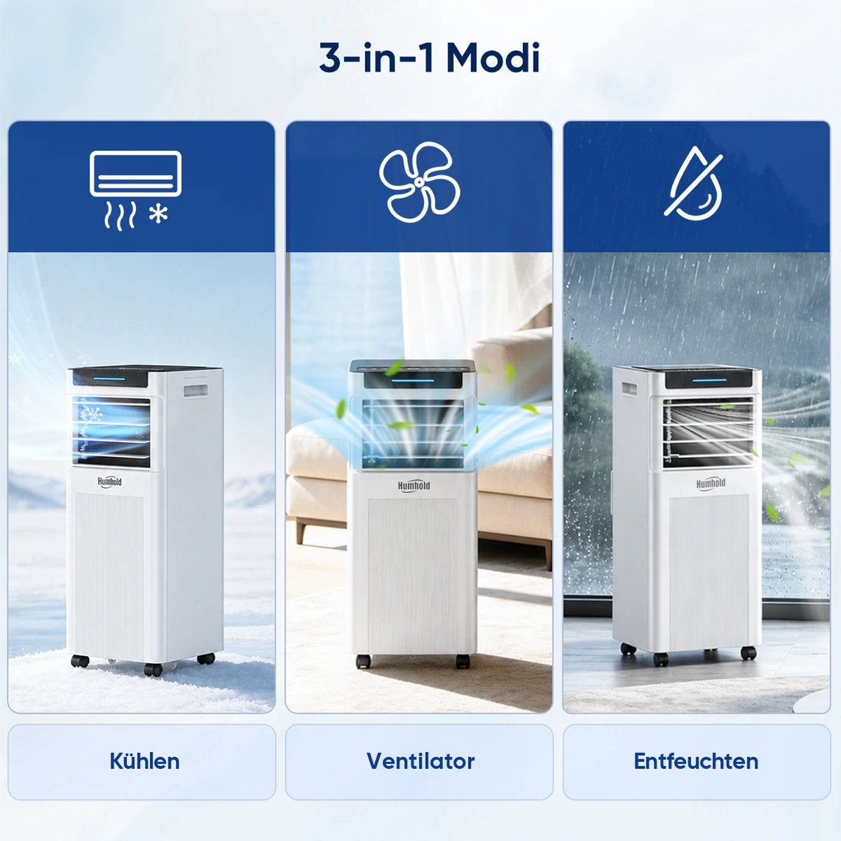 KungFu buy Mobiele airco 7000 BTU met stille slaapstand 3-in-1 airconditioner koelen ontvochtigen ventileren 2,0 kW capaciteit thumbnail 6