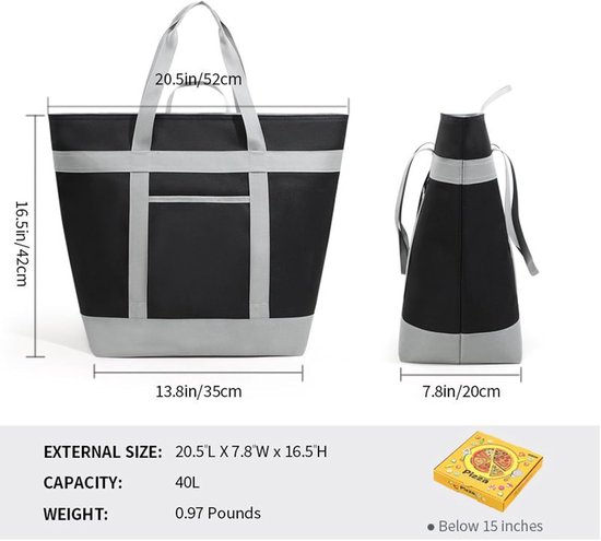 Koeltas - Geïsoleerde tas - Eten bewaren - Langdurige koude - 40 liter - Zwart — afbeelding 5