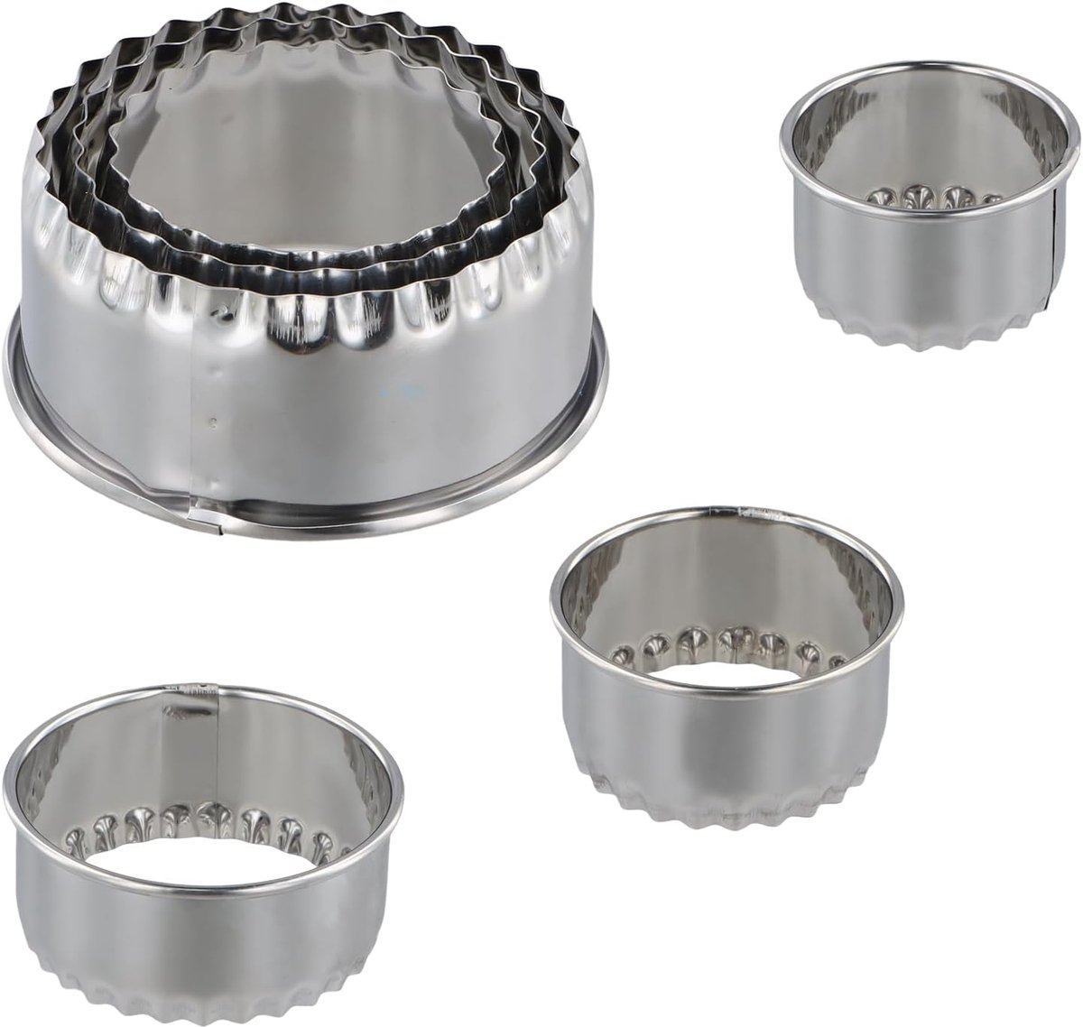 3 Pcs Stainless Steel Mini Cake Moulds, Metal Mould for Confectionery, Portable Circle, Round Cake Cutter Set for - ShopVlot
