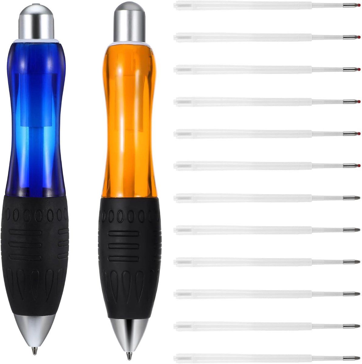 14 Pack Large Thick Ballpoint Pens, Wide Handle with Rope, Ergonomic Pen for Tremor, Arthritis, Parkinson's - ShopVlot