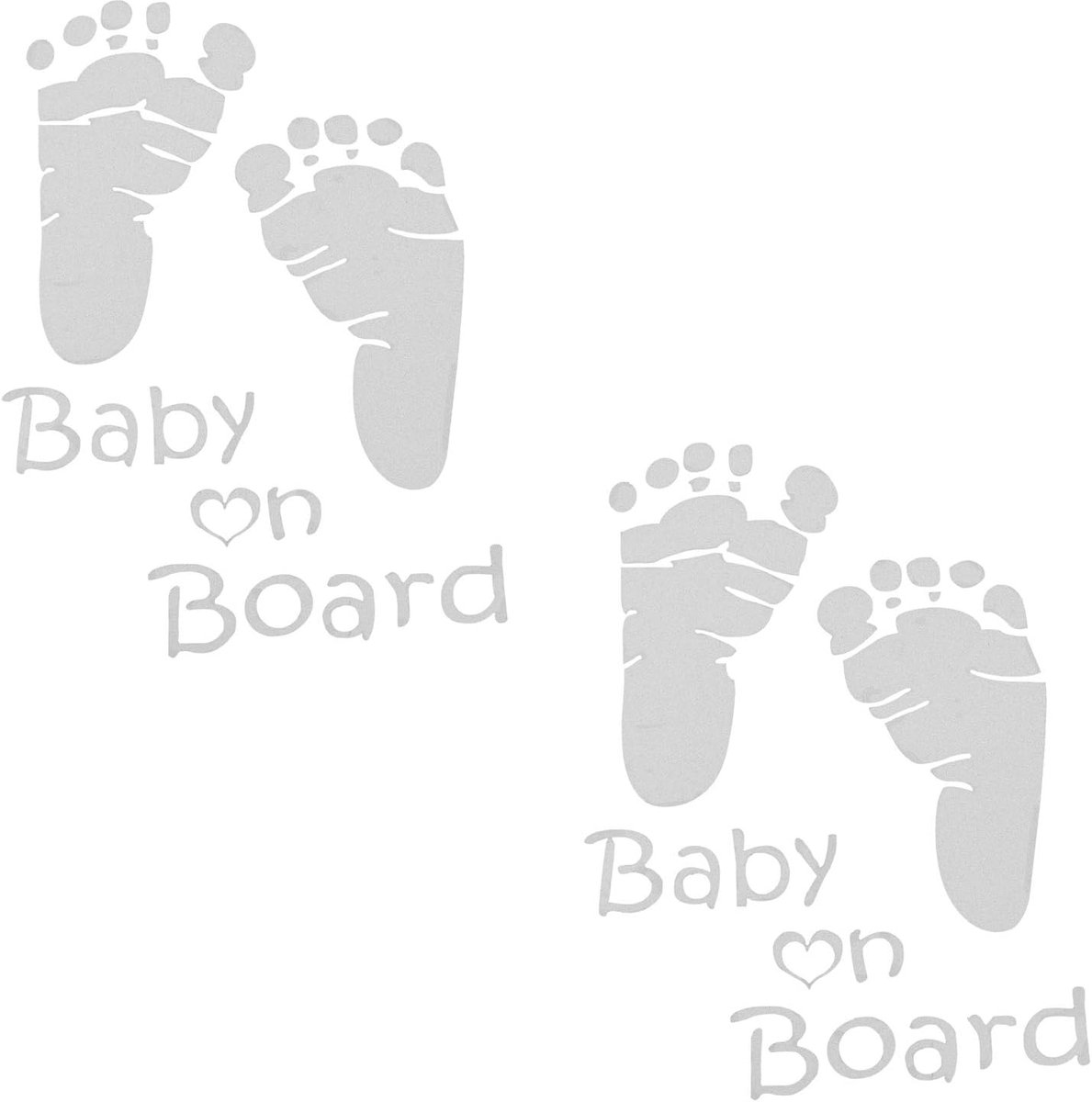 2PCS Baby Feet On Board Cute Funny Novelty Footprints Footsteps Car Sticker Safety Signs Cute Reflective Warning Car - ShopVlot