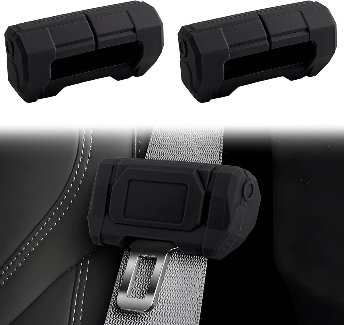 2 stuks autoveiligheidsgordel-gespafdekkingen, krasbestendige siliconen veiligheidsgordelgespafdekking, universele veiligheidsgordelclips voor bestelwagen, vrachtwagen, SUV