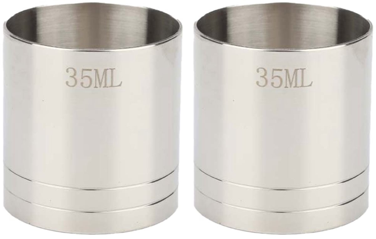 Bar Maatregelen, RVS Jigger Spirit Meetbekers voor dranken, wijn en whisky - 2 stuks, 35ml