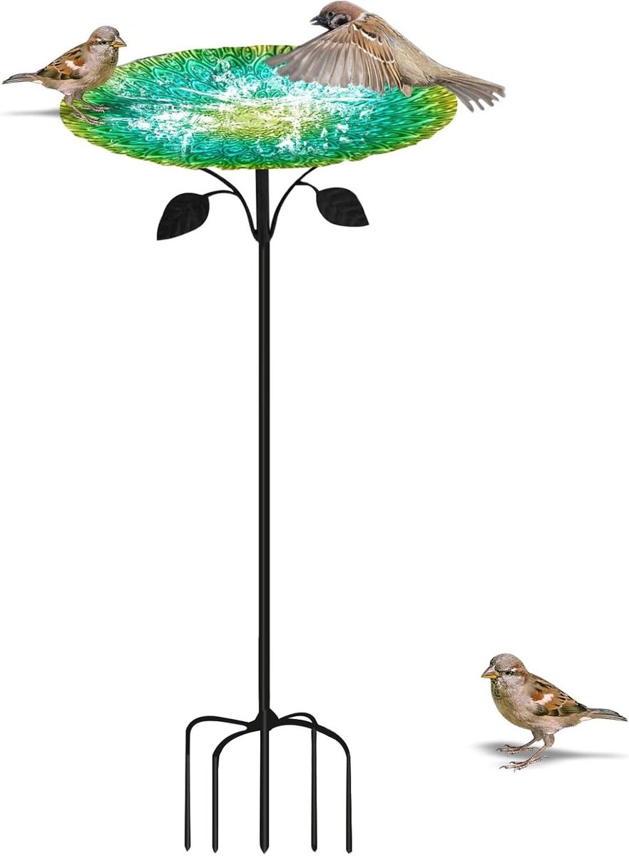 Vogelbad Staand - Vogel voederbak - Vogels voeden - Verstevigde 5-punts basis - 83 cm hoog - Zwart
