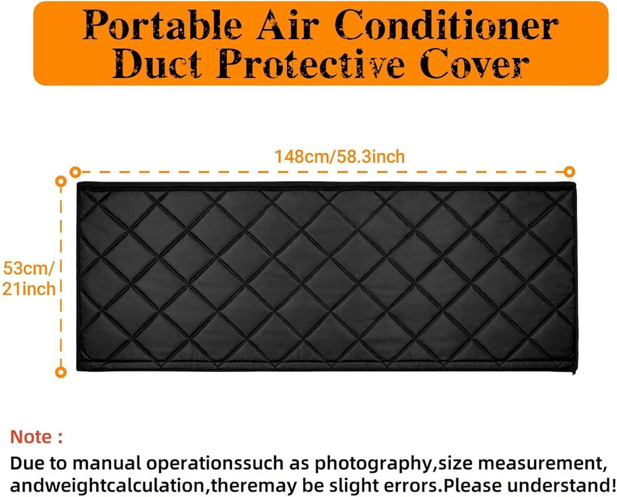 Draagbare Airconditioner Slanghoes - 150x53cm - Beschermhoes voor airconditioningslang met ritssluiting - Mobiele Airconditioning Accessoires - Airco Slanghoes - Airco Beschermhoes - Isolatiehoes - Stofdicht en Warmte isolerend - Zwart – foto 8
